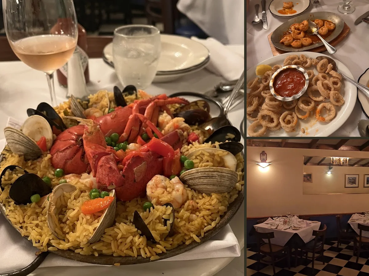 Casual Spanish restaurant interior with simple table service.